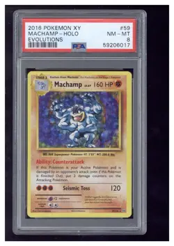 2016 Pokemon XY Evolutions 59 Machamp-Holo PSA 8 - Image 1