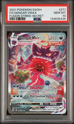 2021 POKEMON SWORD & SHIELD FUSION STRIKE SECRET FULL ART/GENGAR VMAX PSA 10 - Image 1