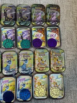 UNSEALED Prismatic Evolutions Mini Tins (No Packs!) TWO Complete Sets w/ Coins! - Image 4