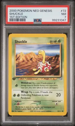 2000 POKEMON NEO GENESIS 1ST EDITION #72 SHUCKLE PSA 7 - Image 1