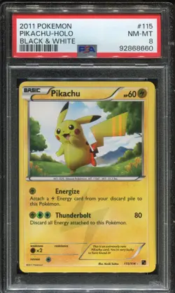PIKACHU 115/114 - PSA 8 - BLACK & WHITE SECRET RARE - POKEMON 2011 - Image 1