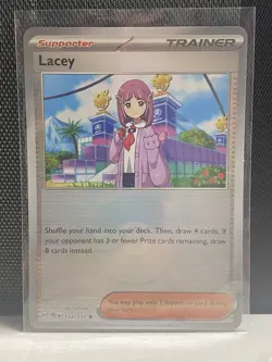 Scarlet And Violet Prismatic Evolutions Lacey Trainer Pokeball Card. - Image 1