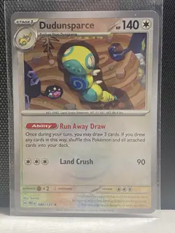 Scarlet And Violet Prismatic Evolutions Dudunsparce Pokeball Card. - Image 1
