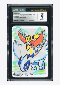 Pokemon CGC 9 AUTO 7 Spare Card Ho-Oh & Lugia Agnes Garbowski 2019 Old Maid JPN - Image 1