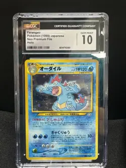 CGC 10 GEM MINT Feraligatr 1999 Neo Premium File Japanese 160 Holo Pokemon Card - Image 1