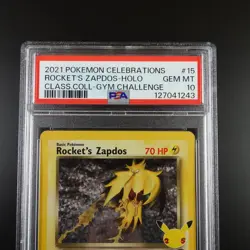 PSA 10 Rocket's Zapdos Pokemon Celebrations Classic Collection Holo Graded Card - Image 2