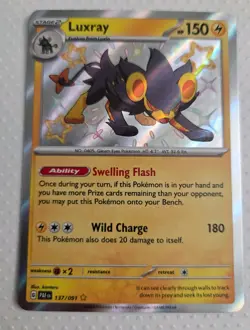 Pokemon TCG Luxray Scarlet & Violet Paldean Fates Holo Shiny Rare Card 137/091 - Image 2
