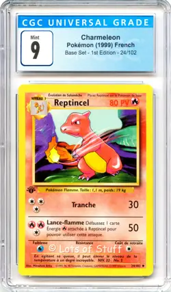 CGC 9 MINT French Charmeleon / Reptincel Base 1st Edition Pokemon 24/102 -03 - Image 1