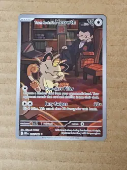 2025 Pokemon SV Destined Rivals Team Rocket's Meowth Illustration Rare #203/182 - Image 1