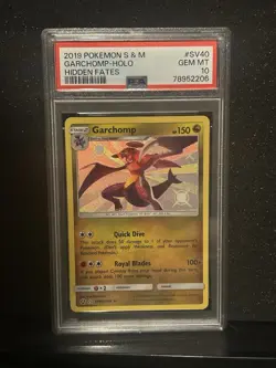 2019 POKEMON SUN & MOON HIDDEN FATES #SV40 GARCHOMP-HOLO PSA 10 - Image 1