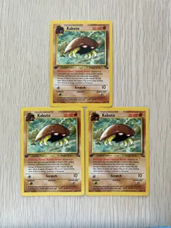 LOT OF 3 Pokemon Fossil Kabuto 50/62 - 1st Edition - Kabuto King Card - Image 1