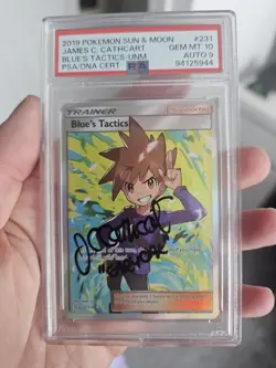 Blues Tactics Signed Pokemon Card - Sun & Moon - Unified Minds - PSA 10 Auto 9 - Image 1