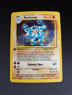 1999 Vintage WOTC Pokemon Base Set 1st Edition HOLO Machamp #8/102 - MP - Image 1