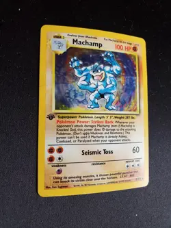 1999 Vintage WOTC Pokemon Base Set 1st Edition HOLO Machamp #8/102 - MP - Image 2