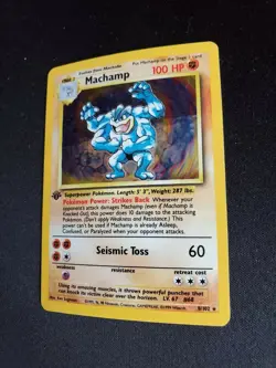 1999 Vintage WOTC Pokemon Base Set 1st Edition HOLO Machamp #8/102 - MP - Image 3