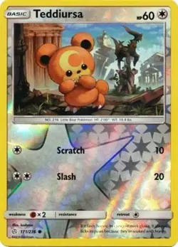 Teddiursa 171/236 S&M Cosmic Eclipse REVERSE HOLO PERFECT MINT! Pokemon - Image 1