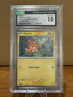Pokemon Paldea Adventure Chest Pawmi 074/193 Cosmos Holo CGC Get Mint 10 - Image 1