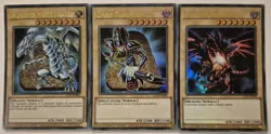 YuGiOh Ultra Rare Blue-Eyes + Dark Magician + Red-Eyes Set LC01 - Image 1