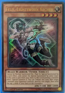 YuGiOh Felis, Lightsworn Archer Ultra Rare 1st Edition DUEA-EN095 - Image 1
