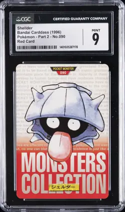 1996 BANDAI CARDDASS POKEMON - PART 2, RED CARD #NO. 090 SHELLDER CGC 9 - Image 1