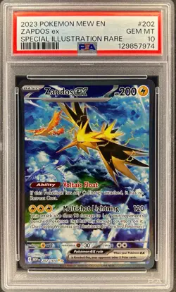 PSA 10 - ZAPDOS EX - 202/165 - POKEMON 151 EN-MEW SIR FULL ART ENGLISH - Image 1