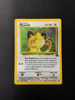 Meowth #10 Black Star Gameboy Promo Holo HP Creased Vintage Pokemon Card 1999 - Image 1