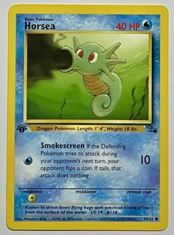 Horsea 49/62 (LP) 1st Edition Common Fossil Set 1996 WOTC Pokemon Card - Image 1
