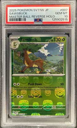 PSA 10 - SAWSBUCK [MASTER BALL] - 007/086 - WHITE FLARE WHT ENGLISH REVERSE HOLO - Image 1