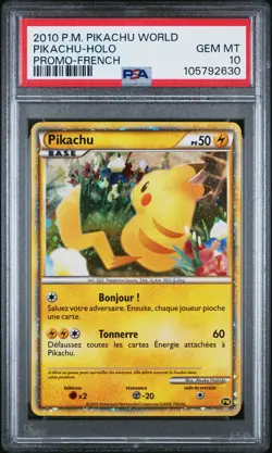2010 POKEMON WORLD COLL FRENCH-DO NOT USE PIKACHU-HOLO PSA 10 - Image 1