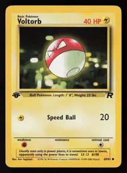 1st Edition Voltorb 69/82 Team Rocket Pokemon TCG NM - Image 1