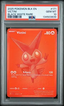 2025 POKEMON BLK EN-BLACK BOLT BLACK WHITE RARE #171 VICTINI PSA 10 - Image 1