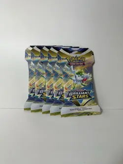 Pokemon TCG Brilliant Stars Sleeved Booster Pack Lot of 5 Sealed SWSH09 820650809972 - Image 1