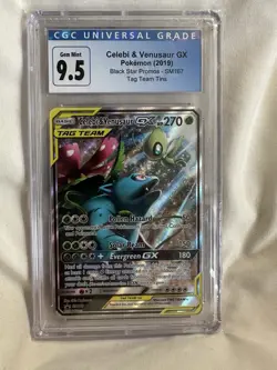 Pokemon- Celebi & Venusaur GX Black Star Promo SM167 Tag Team CGC Mint+ 9.5 - Image 1
