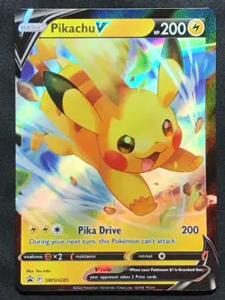 PIKACHU V Pokemon Sword & Shield Crown Zenith Black Star Promo #285 SWSH - Image 1