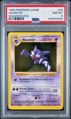 1999 POKEMON BASE SET SHADOWLESS #29 HAUNTER PSA 8 - Image 1