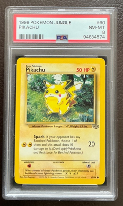 1999 Pokemon JUNGLE #60/64 PIKACHU Red Cheeks WOTC PSA 8 NM-MT - Image 1