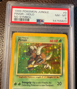 NO Symbol Error - PINSIR #9 HOLO Rare 1999 Pokemon Jungle WOTC PSA 8 - Image 1