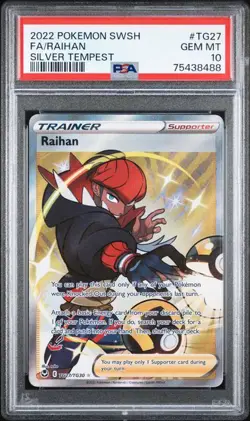 2022 Pokemon SWSH Silver Tempest TG27/TG30 Raihan PSA 10 - Image 1