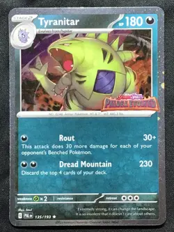 TYRANITAR Cosmos Holo Rare Pokemon Paldea Evolved STAMPED Promo #135 - Image 1