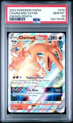 2023 POKEMON SWORD & SHIELD CROWN ZENITH #019 CHARIZARD VSTAR PSA 10 - Image 1