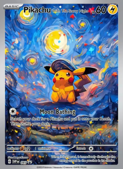 Pokemon Pikachu Starry Night Van Gogh Beautiful Moon ACG Star Trading Card - NM - Image 1