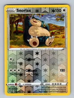 Snorlax 141/192 Reverse Holo SWSH02: Rebel Clash NM - LP Pokemon TCG - Image 1