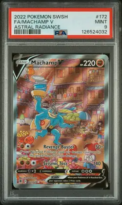 2022 POKEMON SWORD & SHIELD ASTRAL RADIANCE #172 FULL ART/MACHAMP V PSA 9 - Image 1