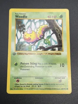 WEEDLE Pokemon Card - WOTC - 1st Edition - Base Set - Shadowless - 69/102 NM (3) - Image 2