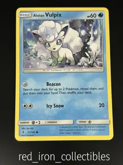 Alolan Vulpix 21/145 Common Guardians Rising Sun & Moon Pokemon Card 2017 - Image 1