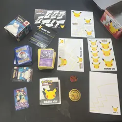 Pokemon 25th Anniversary Celebration Lunch Box / Tin W/ Promos + Extras 221 Card - Image 3