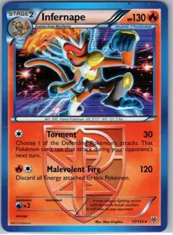Pokemon Card Infernape 17/135 Holo Plasma Storm - Lightly Played - Image 1