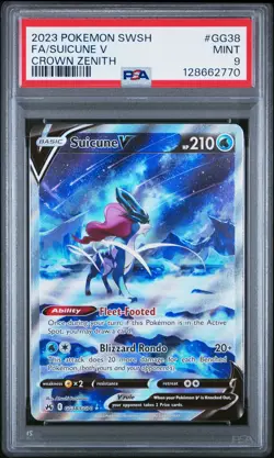 2023 POKEMON SWORD & SHIELD CROWN ZENITH #GG38 FULL ART/SUICUNE V PSA 9 - Image 1