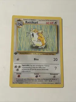 Pokemon TCG Raticate Rattikarl 1st Edition German Base Set 40/102 - Image 1