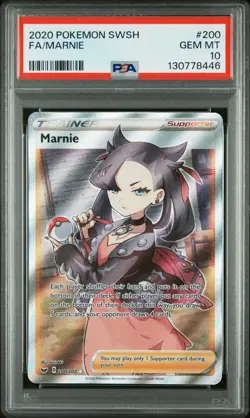 2020 POKEMON SWORD & SHIELD #200 FULL ART/MARNIE PSA 10 - Image 1
